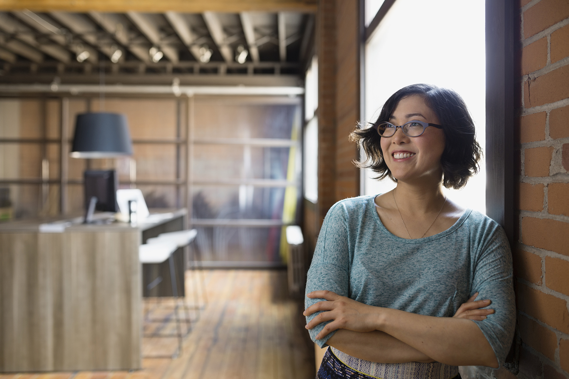 Confident businesswoman looking away